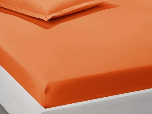 Детски чаршаф с ластик от памук Ранфорс - оранжев - Ned Bed Linen